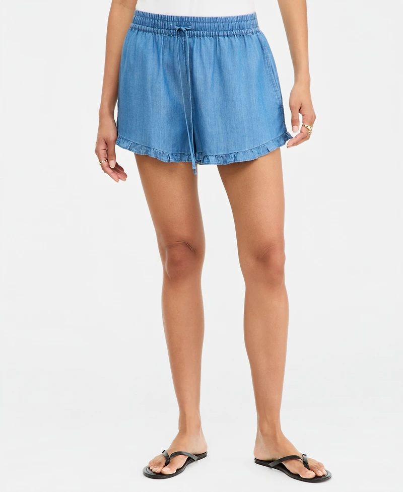 On 34th Women's Chambray Ruffled Drawstring Shorts, Macy's Exclusive