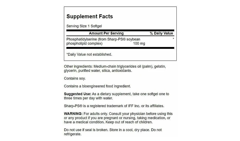 Swanson Phosphatidylserine 100 Milligrams 90 Softgels