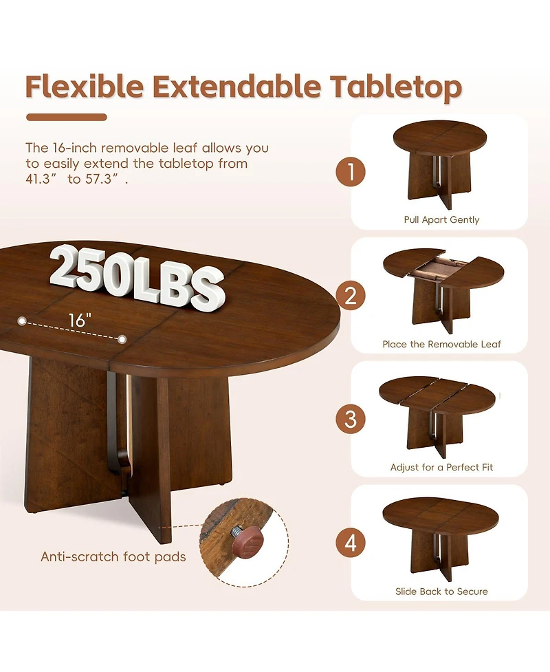 Streamdale Furniture Solid Wood Extendable Dining Set for 4