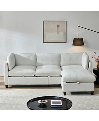 Streamdale Furniture Chenille 96.5" Sectional Sofa with Ottoman