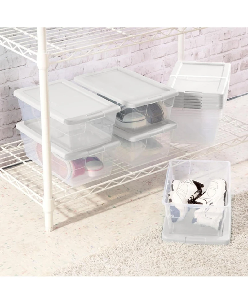 Sterilite 6 Qt Storage Box, Stackable Plastic Container, Home Organizer, 12 Pack