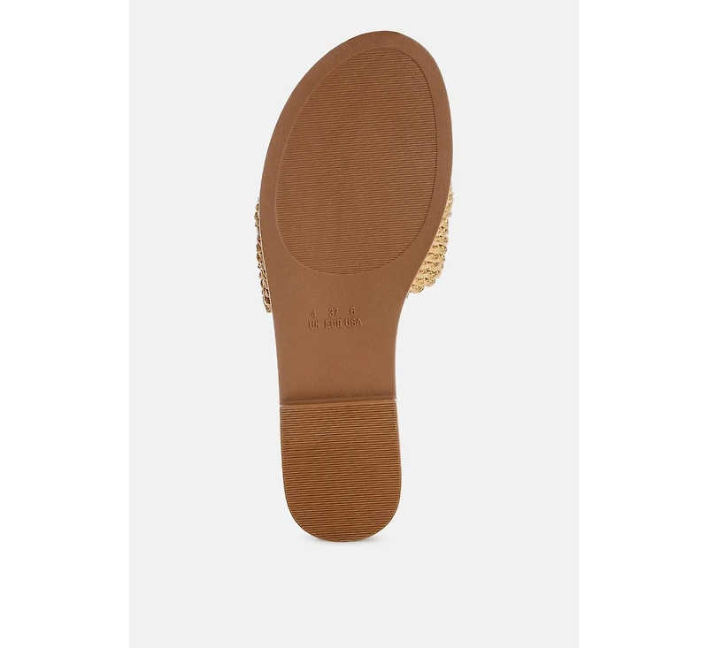 London Rag Women's Onawa Woven Strap Slip On Flats