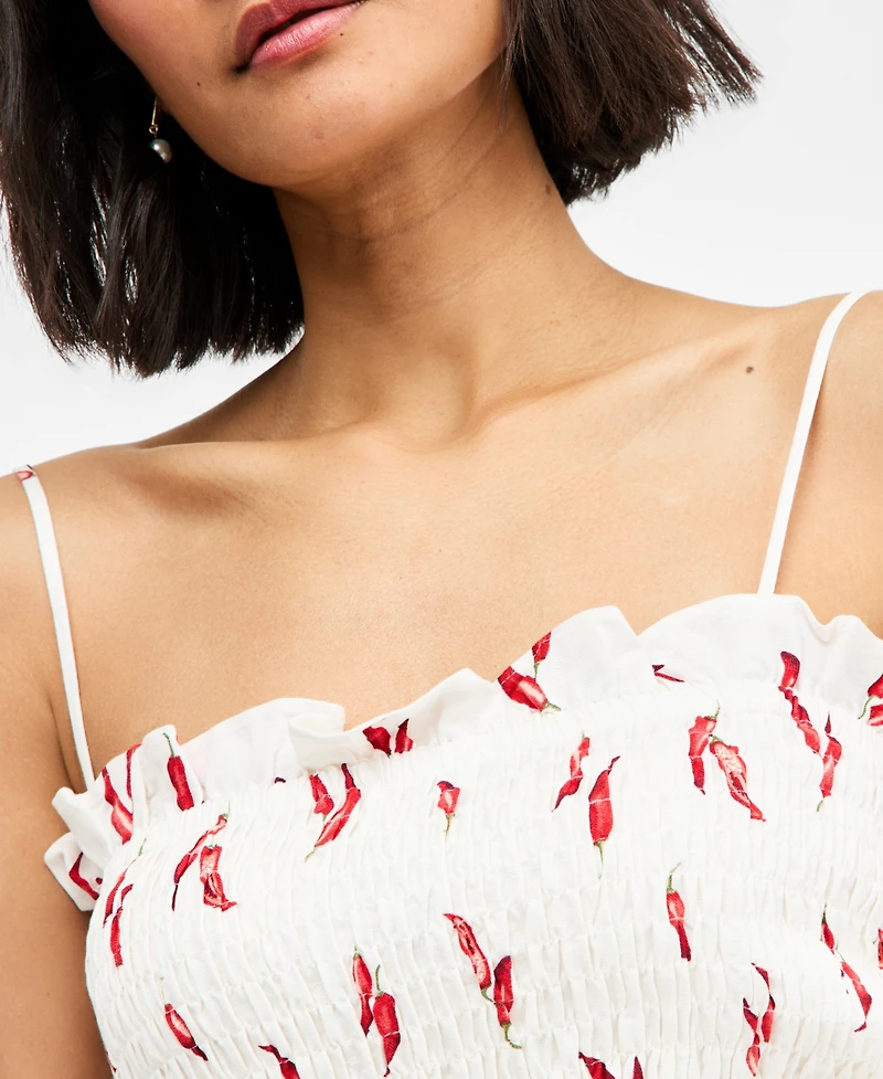On 34th Women's Printed Linen-Blend Smocked Tank, Macy's Exclusive