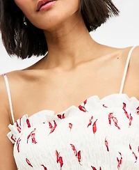 On 34th Women's Printed Linen-Blend Smocked Tank, Macy's Exclusive