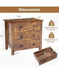 Gymax 3-Drawer Dresser 28.5'' Wide Chest of Drawers Modern Large Nightstand for Bedroom