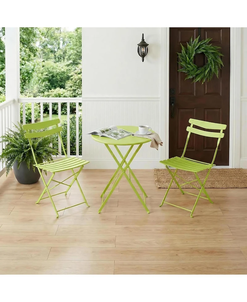 gaomon 3-Piece Foldable Metal Bistro Set with Round Table