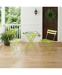 gaomon 3-Piece Foldable Metal Bistro Set with Round Table