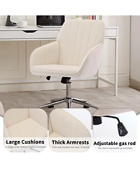 Flynama Silver Base Adjustable Ergonomic Swivel Office Chair,Long Sitting Chair