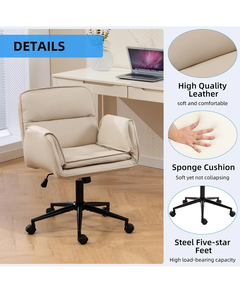 Flynama Pu Criss Cross Office Chair,5-Gear Adjustable Armrest Chair