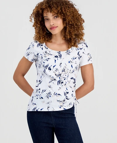 I.n.c. International Concepts Women's Short-Sleeve Side Cinched T-Shirt, Macy's Exclusive