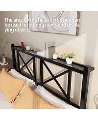 Lucky One Full Size Floating Bed Frame with Headboard and Storage