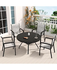 Mondawe 5-Piece Outdoor Dining Set with Ergonomic Textilene Chairs & 40.6" Round Table with Umbrella Hole