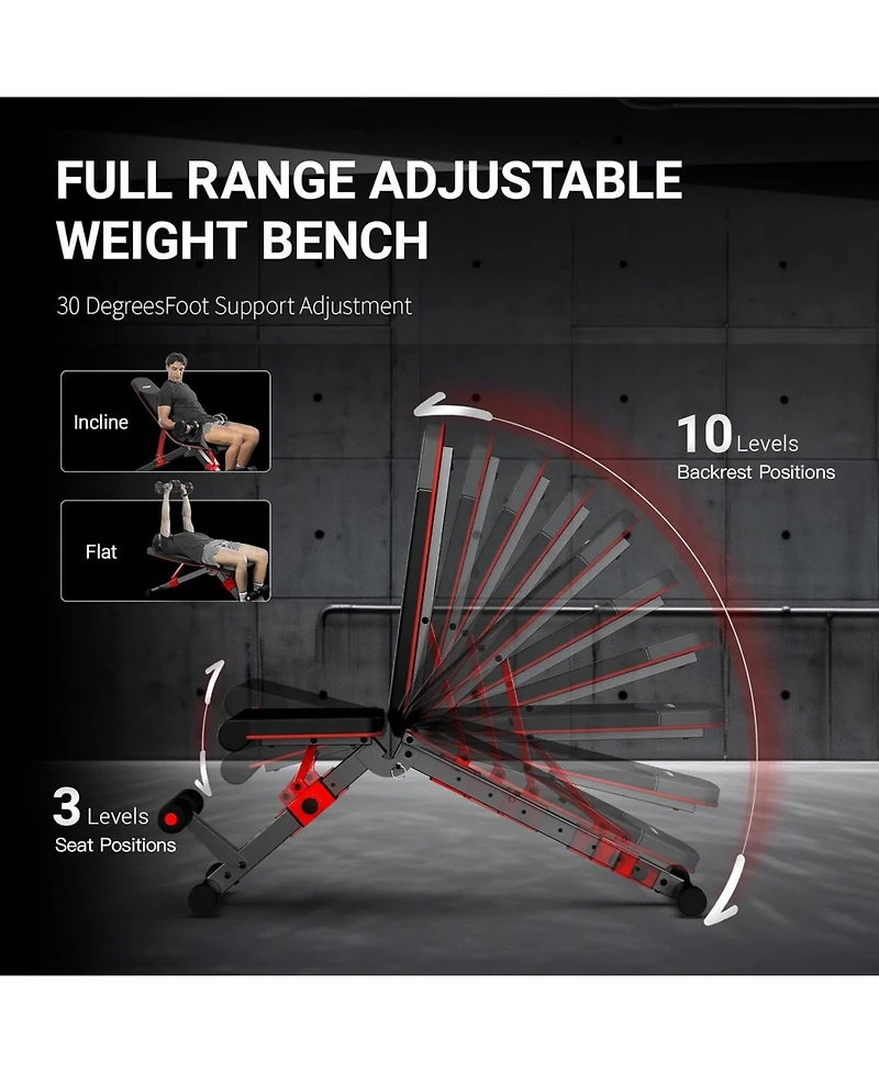 Harison Adjustable Weight Bench with Leg Extension and Preacher Pad, 800 lbs Capacity (Hrm-608G)