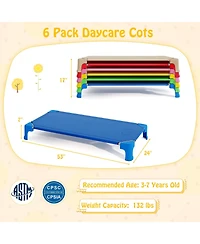 Gouun 6-Pack Stackable Kids Daycare Sleeping Cots, 53 in Portable Nap Beds