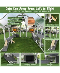 6thdruple Large Outdoor Cat House with Planter Stand, Multi-Level Catio and Waterproof Roof