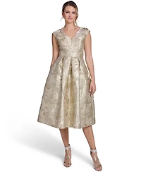 Jessica Howard Women's V-Neck Cap-Sleeve Midi Dress