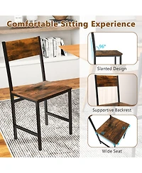 Gouun Industrial Kitchen Side Chairs Set of 2 with Metal Legs and Slanted Back