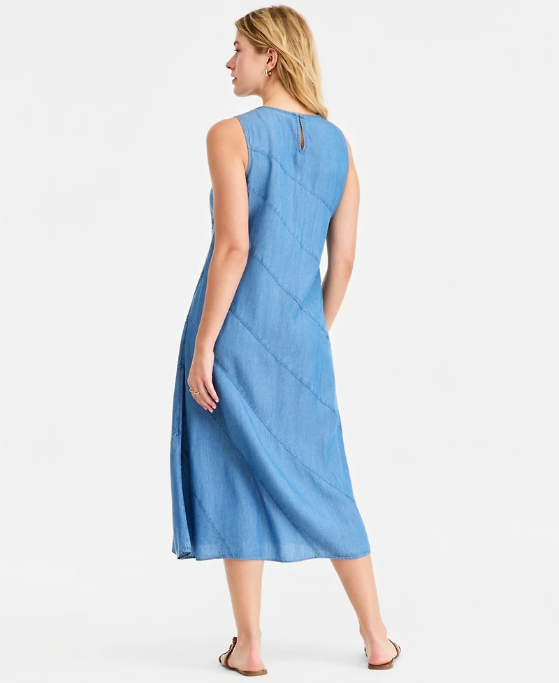On 34th Women's Chambray Diagonal Seam Midi Dress, Macy's Exclusive
