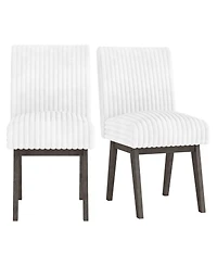 Gouun Flannel Upholstered Dining Chairs Set of 2 with Channel Tufted Back and Rubber Wood Frame