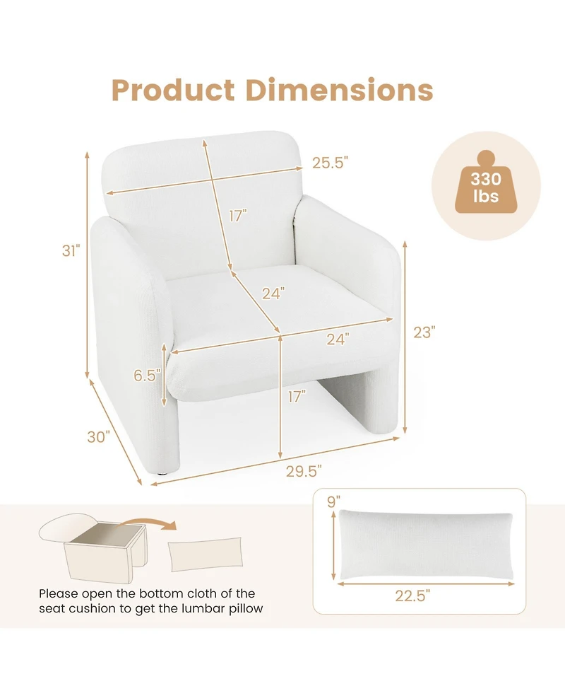 Gouun Chenille Accent Chair with Removable Lumbar Pillow and S-Spring Seat