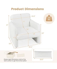 Gouun Chenille Accent Chair with Removable Lumbar Pillow and S-Spring Seat