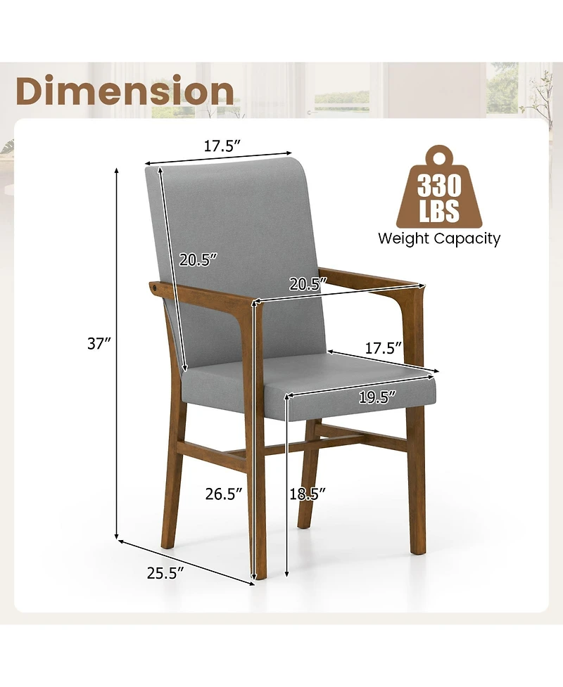 Gouun High-Back Upholstered Accent Chairs Set of 2 with Solid Wood Frame