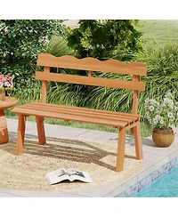 Sugift Outdoor Acacia Wood Garden Bench with Heavy Duty Capacity
