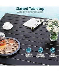 Gouun 5-Piece Stackable Mesh Patio Dining Set with 37 in Square Table and Umbrella Hole