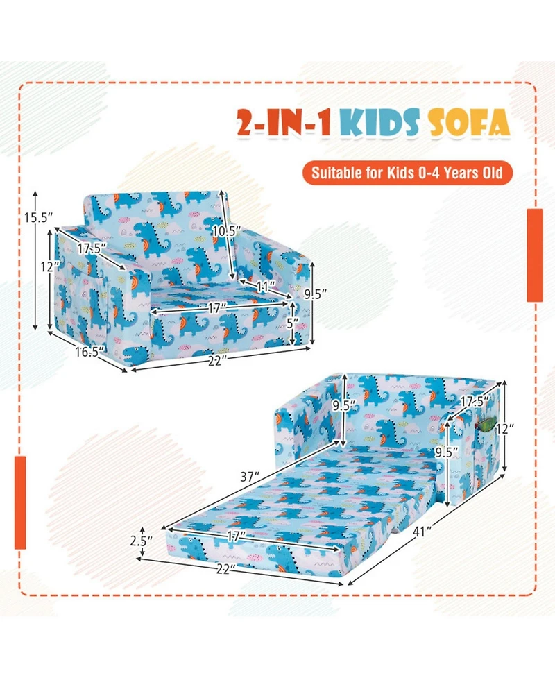 Gouun 2-in-1 Convertible Toddler Sofa and Sleeper with Velvet Fabric