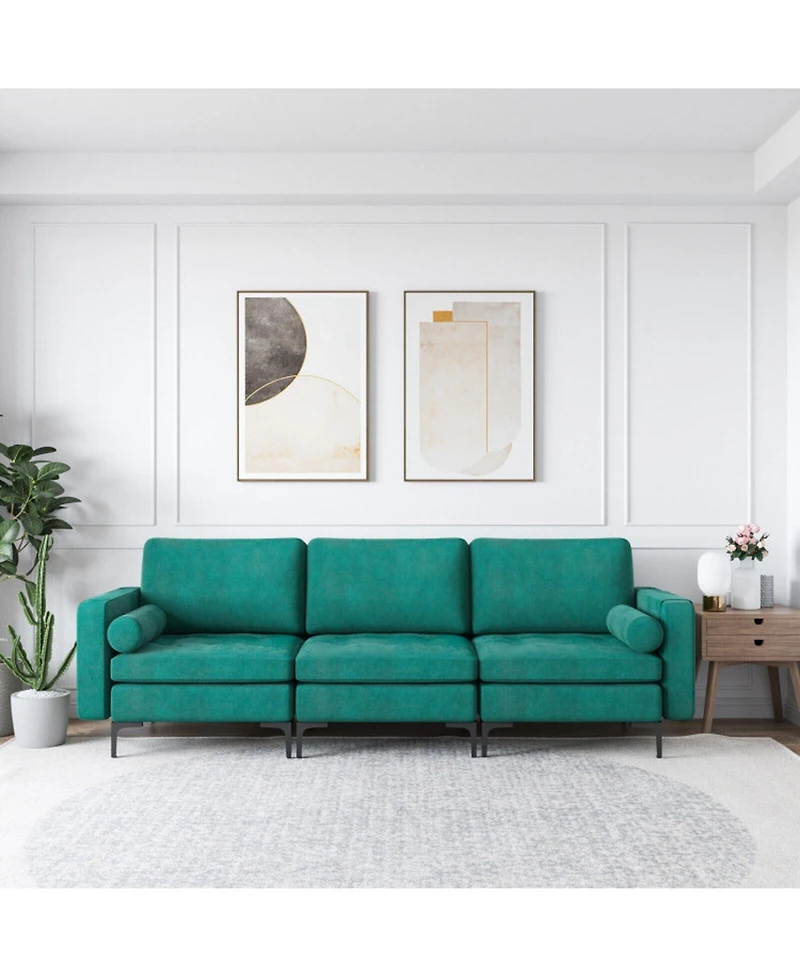 Gouun 97 in Modular 3-Seat Sofa Couch with Usb Ports and Side Storage Pocket