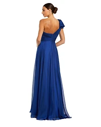 Mac Duggal Petite Pleated One Shoulder Chiffon Gown