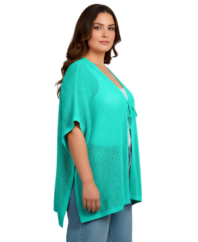 Avenue Women's Crochet Tie Front Cardigan