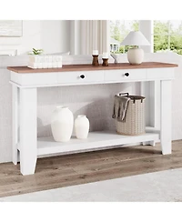 gaomon 54-Inch Farmhouse Console Table with Drawers and Open Shelf, Wooden Entryway/Sofa Table for Hallway or Living Room