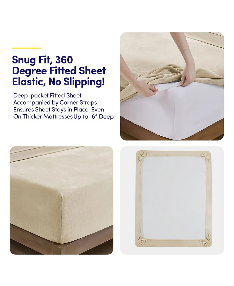 Sweet Home Collection Ultra Soft Microplush Solid Fleece -Pc. Sheet Set