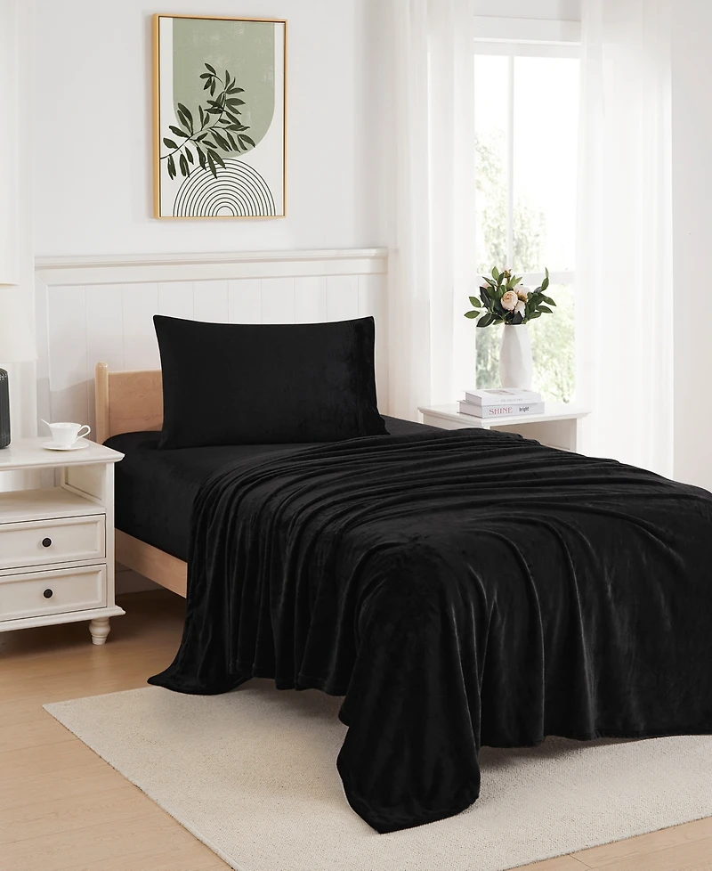 Sweet Home Collection Ultra Soft Microplush Solid Fleece 3-Pc. Sheet Set, Twin