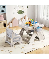 Gouun 6-in-1 Multi-Activity Children Table and Chair Set with Folding Art