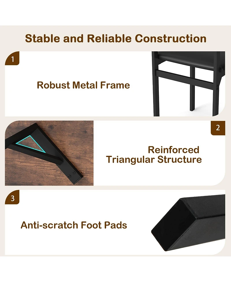 Gouun Industrial 5-Piece Dining Set with Pu Leather Upholstered Chairs