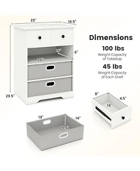 Gouun 4-Drawer Dresser with Open Shelves Storage Organizer, 23 x 16.5 x 29.5