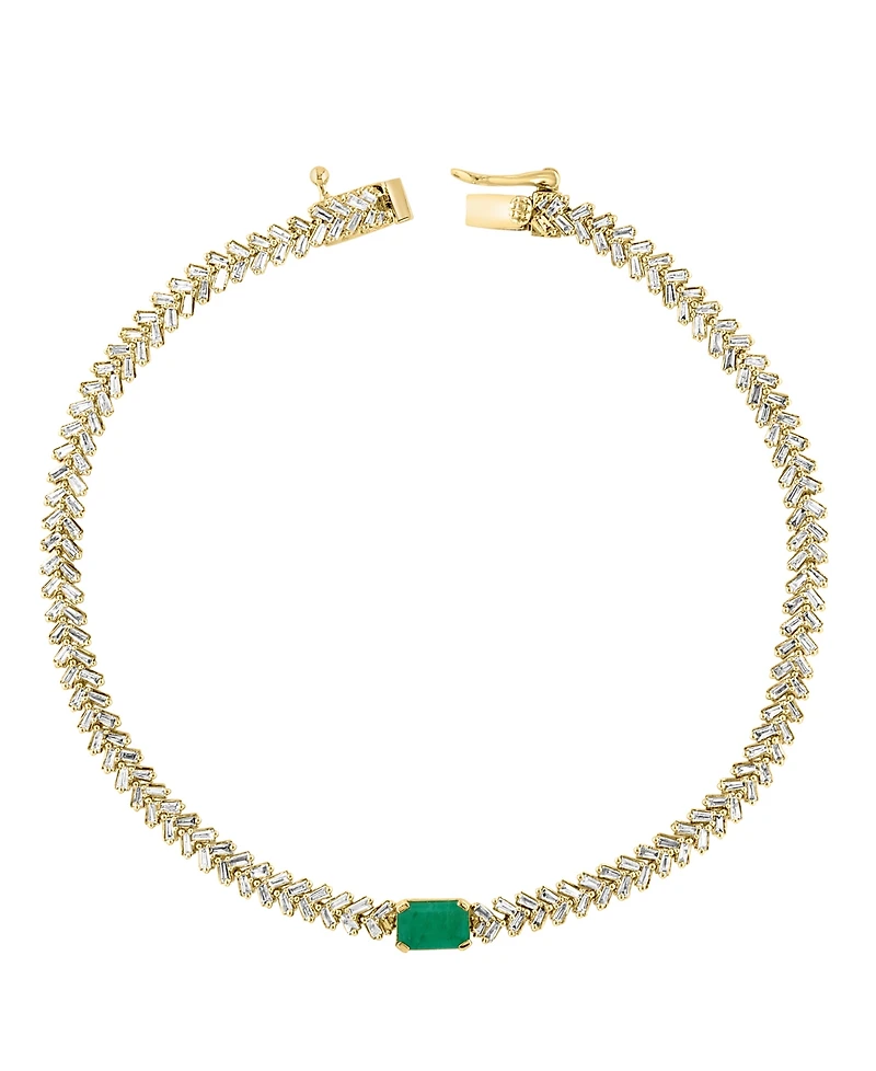 Lali Jewels Emerald (1/2 ct. t.w.) and Diamond (1-1/3 ct. t.w.) Bracelet in 14k Yellow Gold
