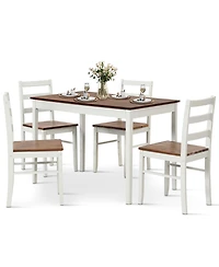 Sugift Five Piece Wooden Dining Set with Table and Four Chairs