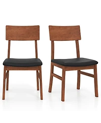 Sugift Dining Chairs Set of 2 with Rubber Wood Legs and Faux Leather Upholstered Seat