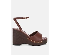 London Rag Women's Colada Ankle Strap Studded Wedges