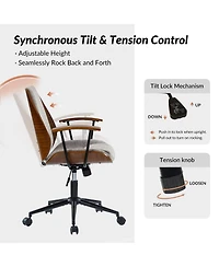 Hulala Home Oswina 37.75"H Modern Tilting Upholstered Solid Wood Office Chair with Bent