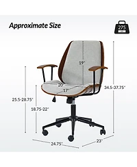 Hulala Home Oswina 37.75"H Modern Tilting Upholstered Solid Wood Office Chair with Bent
