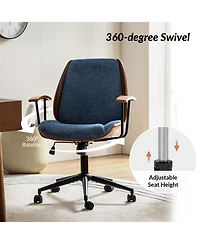 Hulala Home Oswina 37.75"H Modern Tilting Upholstered Solid Wood Office Chair with Bent