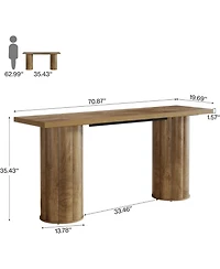 Tribesigns 70.86" High Top Pub Table, Rustic Farmhouse Counter Height Table with Cylindrical Legs for Home Bar Kitchen Dining
