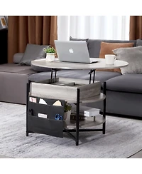Gouun 35-Inch Round Lift Top Coffee Table with Gas Spring and Storage