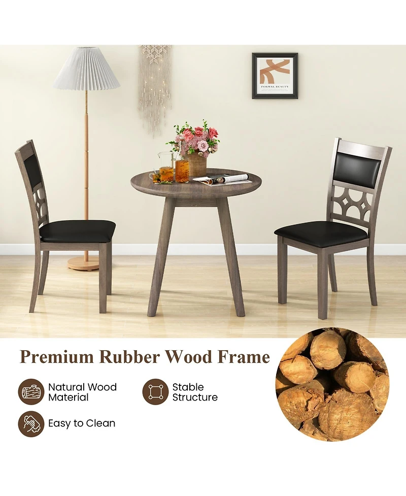 Gouun Upholstered Dining Chairs Set of 2 with Padded Backrest and Seat, Rubber Wood Frame