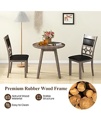 Gouun Upholstered Dining Chairs Set of 2 with Padded Backrest and Seat, Rubber Wood Frame