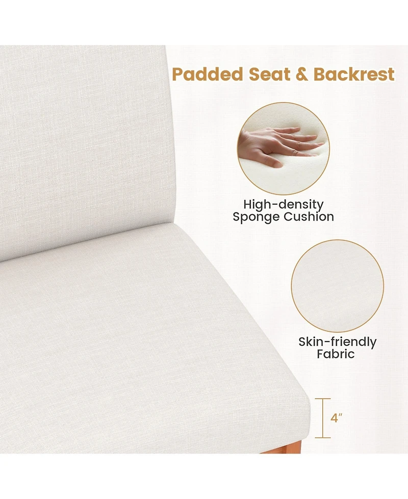 Gouun Upholstered Armless Side Dining Chairs Set of 2 with Rubber Wood Legs